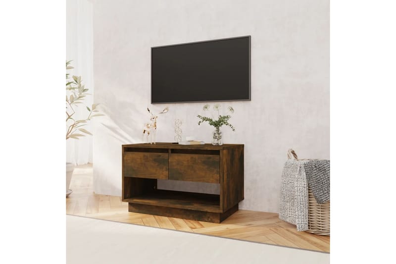 TV-benk røkt eik 70x41x44 cm sponplate - Brun - Møbler - TV- & Mediamøbler - TV benk & mediabenk