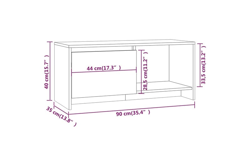 TV-benk røkt eik 90x35x40 cm sponplate - Brun - Møbler - TV- & Mediamøbler - TV benk & mediabenk