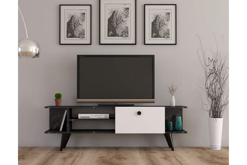 TV-benk Rechar 120 cm - Svart/Hvit - Møbler - TV- & Mediamøbler - TV benk & mediabenk