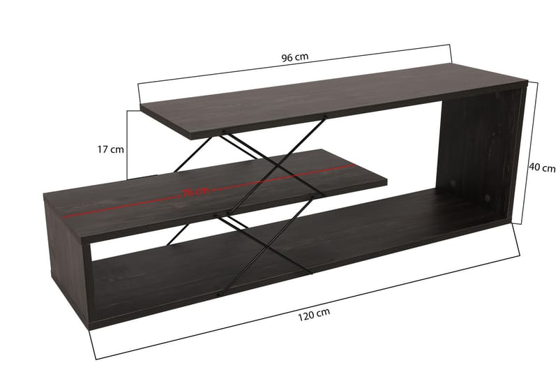 TV-benk Riyana 120 cm - Mørkebrun - Møbler - TV- & Mediamøbler - TV benk & mediabenk