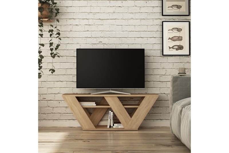 TV-benk Rodger 110 cm - Lysebrun - Møbler - TV- & Mediamøbler - TV benk & mediabenk