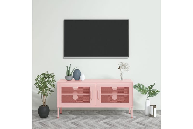 TV-benk rosa 105x35x50 cm stål - Rosa - Møbler - TV- & Mediamøbler - TV benk & mediabenk