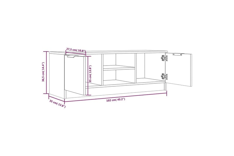 TV-benk sonoma eik 102x35x36,5 cm konstruert tre - Brun - Møbler - TV- & Mediamøbler - TV benk & mediabenk