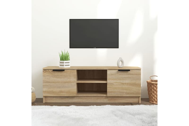 TV-benk sonoma eik 102x35x36,5 cm konstruert tre - Brun - Møbler - TV- & Mediamøbler - TV benk & mediabenk