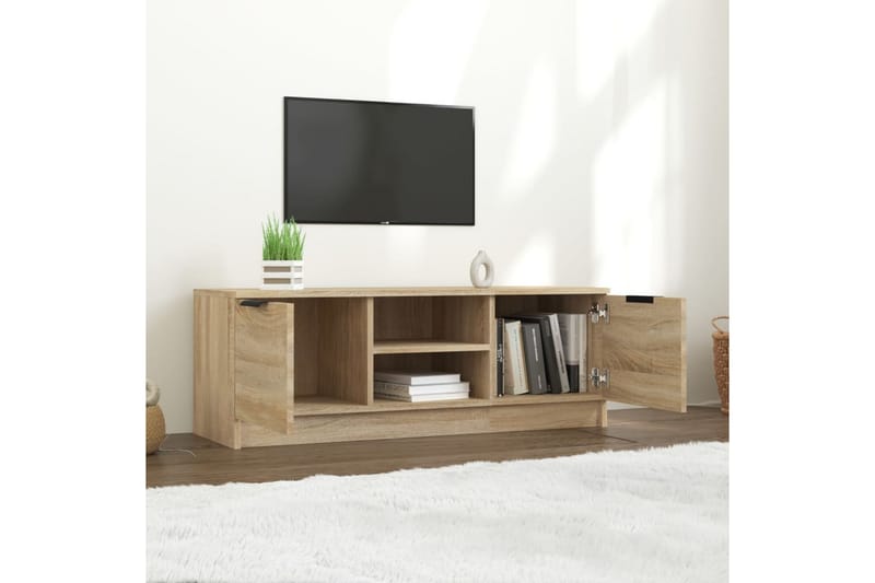 TV-benk sonoma eik 102x35x36,5 cm konstruert tre - Brun - Møbler - TV- & Mediamøbler - TV benk & mediabenk