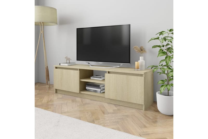 TV-benk sonoma eik 120x30x35,5 cm sponplate - Brun - Møbler - TV- & Mediamøbler - TV benk & mediabenk