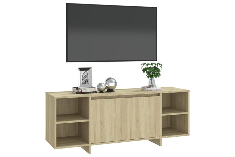 TV-benk sonoma eik 130x35x50 cm sponplate - Beige - Møbler - TV- & Mediamøbler - TV benk & mediabenk