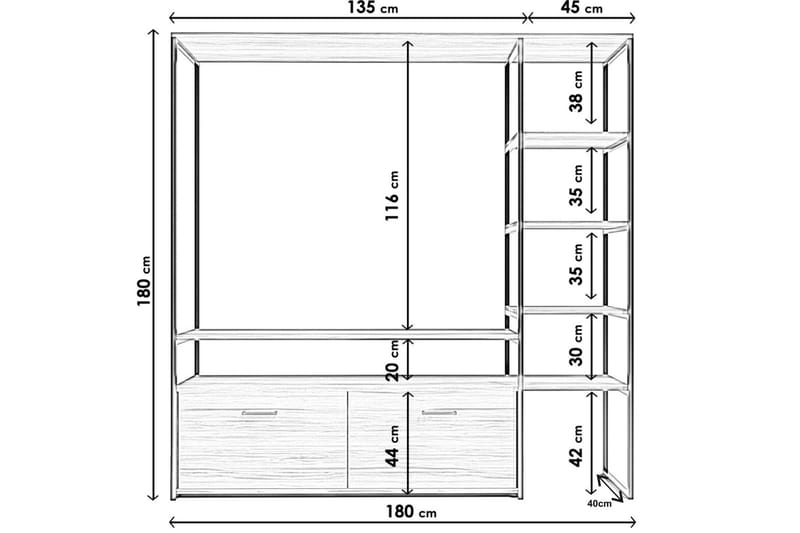 TV-benk Strijbeek 180 cm - Valnøtt - Møbler - TV- & Mediamøbler - TV benk & mediabenk