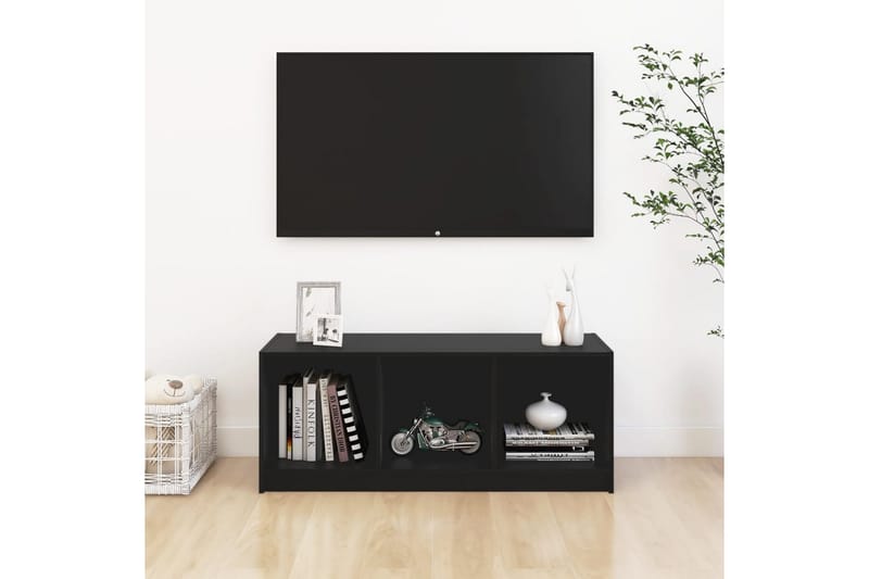 TV-benk svart 104x33x41 cm heltre furu - Svart - Møbler - TV- & Mediamøbler - TV benk & mediabenk