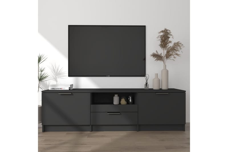 TV-benk svart 140x35x40 cm konstruert tre - Svart - Møbler - TV- & Mediamøbler - TV benk & mediabenk