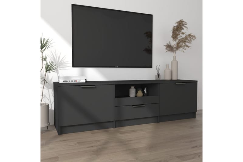 TV-benk svart 140x35x40 cm konstruert tre - Svart - Møbler - TV- & Mediamøbler - TV benk & mediabenk