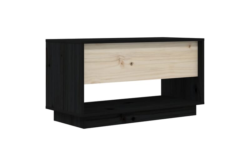 TV-benk svart 74x34x40 cm heltre furu - Svart - Møbler - TV- & Mediamøbler - TV benk & mediabenk