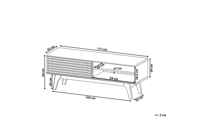 TV-benk Toledo 35 x 117 cm - Tre | Natur - Møbler - TV- & Mediamøbler - TV benk & mediabenk