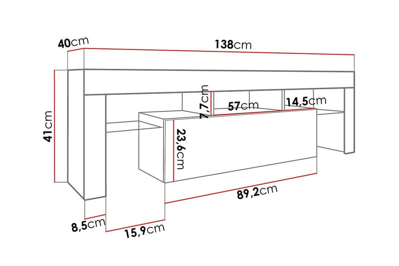 TV-benk Toro 138x40x41 cm - Hvit - Møbler - TV- & Mediamøbler - TV benk & mediabenk