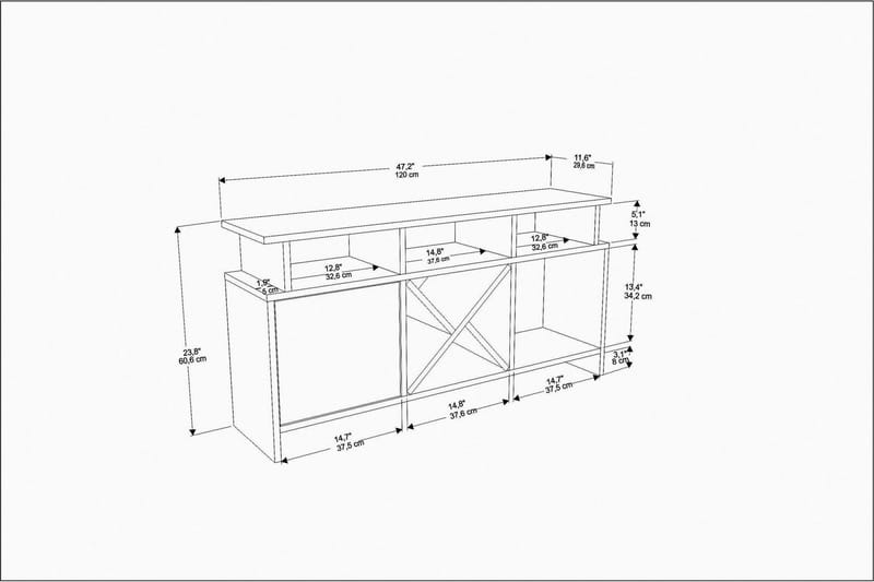 Tv-benk Urgby 120x60,6 cm - Antrasitt - Møbler - TV- & Mediamøbler - TV benk & mediabenk