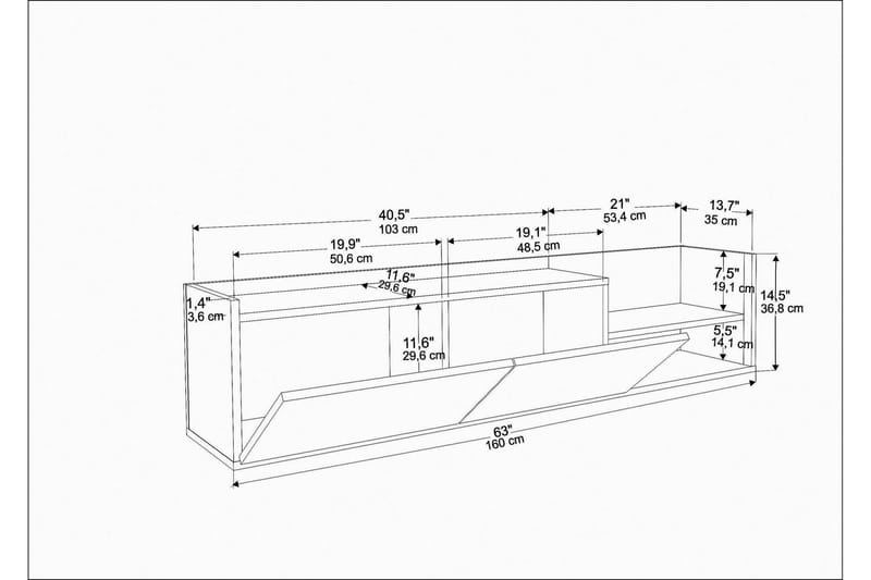 Tv-benk Urgby 160x36,8 cm - Antrasitt - Møbler - TV- & Mediamøbler - TV benk & mediabenk