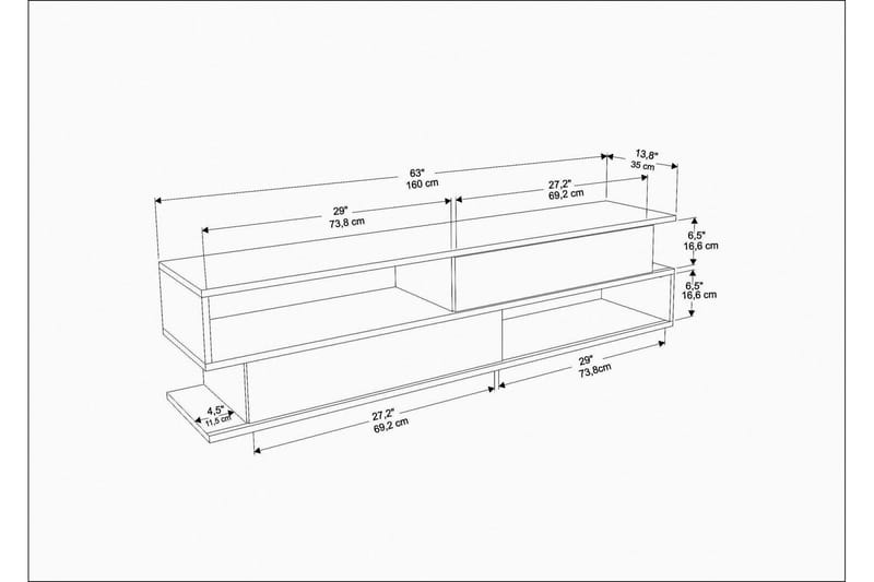 Tv-benk Urgby 160x38,6 cm - Antrasitt - Møbler - TV- & Mediamøbler - TV benk & mediabenk