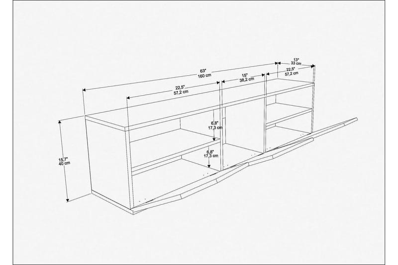 Tv-benk Urgby 160x40 cm - Antrasitt - Møbler - TV- & Mediamøbler - TV benk & mediabenk