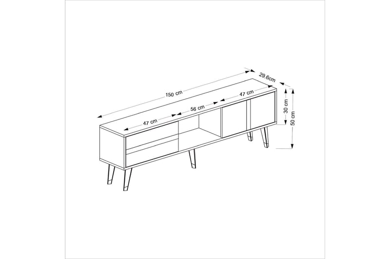 TV-benk Vania 150 cm - Gull - Møbler - TV- & Mediamøbler - TV benk & mediabenk