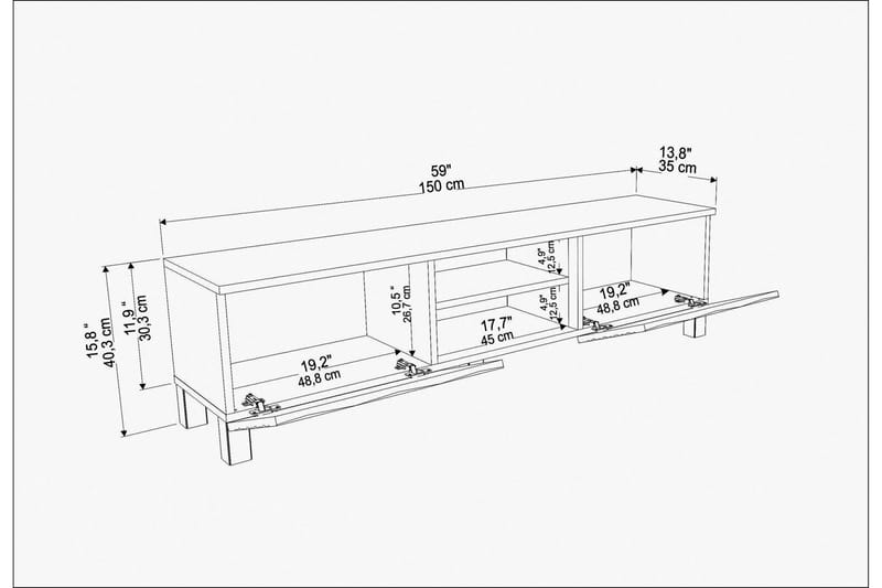 Tv-benk Violaceae 150x40,3 cm - Hvit - Møbler - TV- & Mediamøbler - TV benk & mediabenk