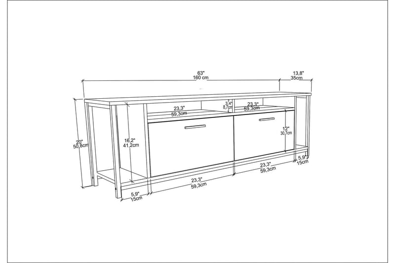 Tv-benk Violaceae 160x50,8 cm - Brun - Møbler - TV- & Mediamøbler - TV benk & mediabenk