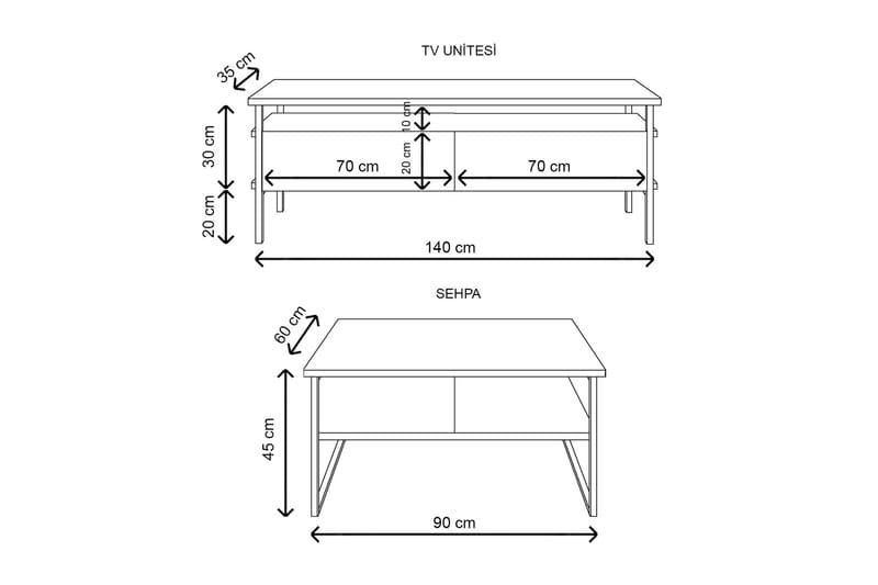 TV-benk Yhealing 140 cm - Hvit - Møbler - TV- & Mediamøbler - TV benk & mediabenk