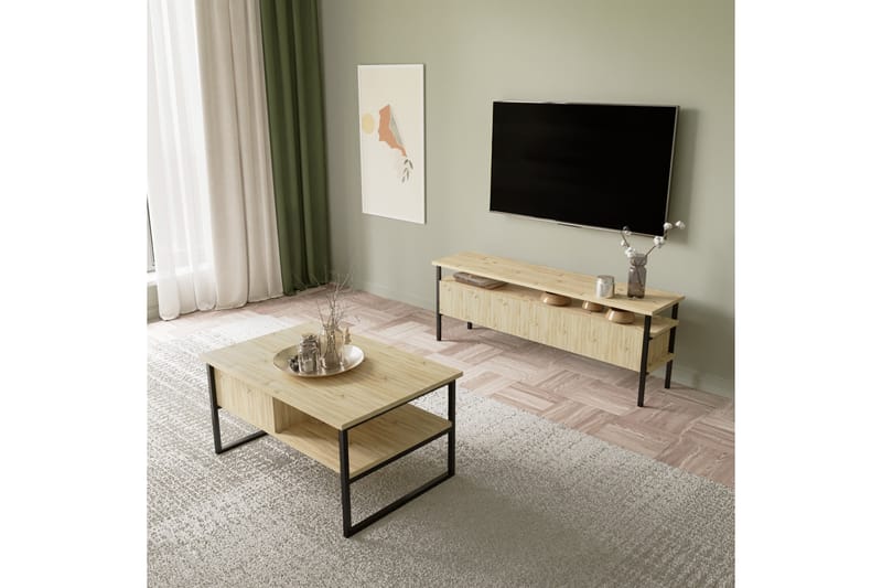 TV-benk Yhealing 140 cm - Natur - Møbler - TV- & Mediamøbler - TV benk & mediabenk