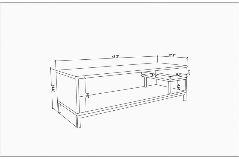 Tv-benk Zakkum 120x37,6 cm - Gull - Møbler - TV- & Mediamøbler - TV benk & mediabenk