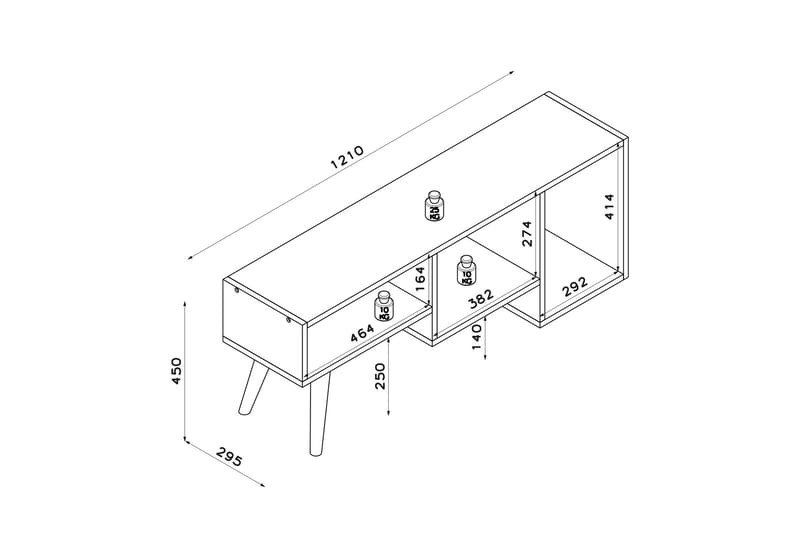 Tv-benk Zakkum 121x45 cm - Hvit - Møbler - TV- & Mediamøbler - TV benk & mediabenk