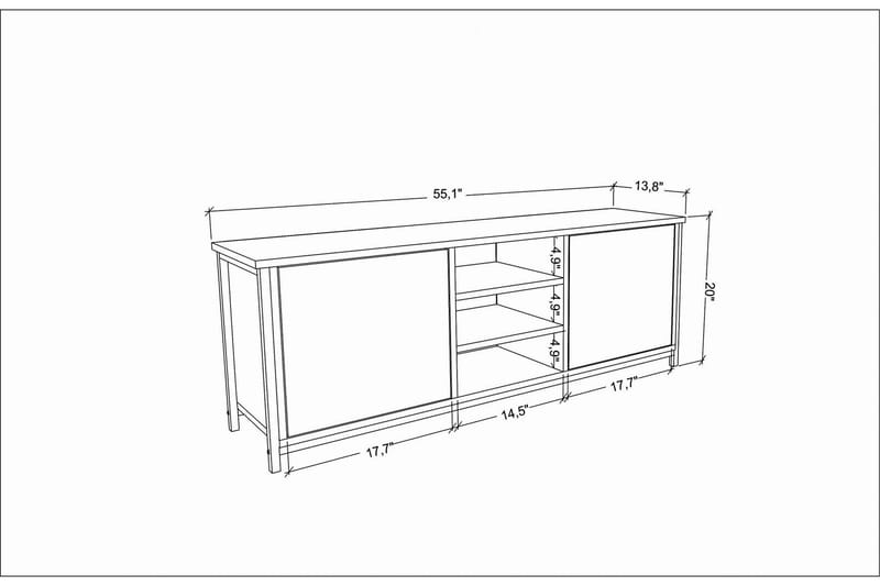 Tv-benk Zakkum 140x50,8 cm - Gull - Møbler - TV- & Mediamøbler - TV benk & mediabenk