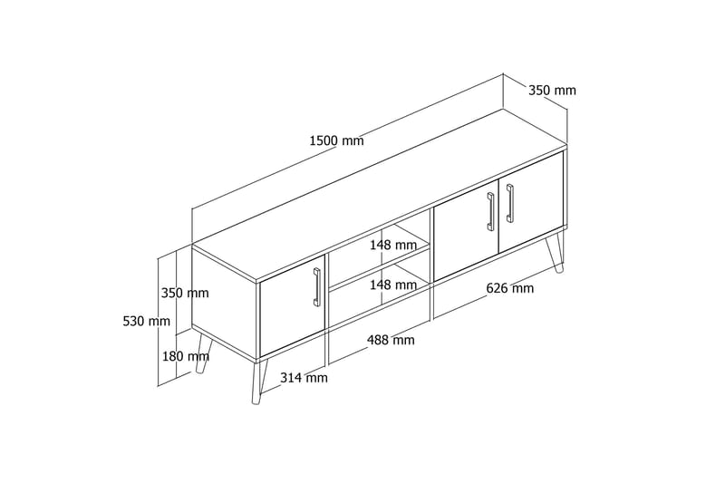 Tv-benk Zakkum 150x52 cm - Brun - Møbler - TV- & Mediamøbler - TV benk & mediabenk