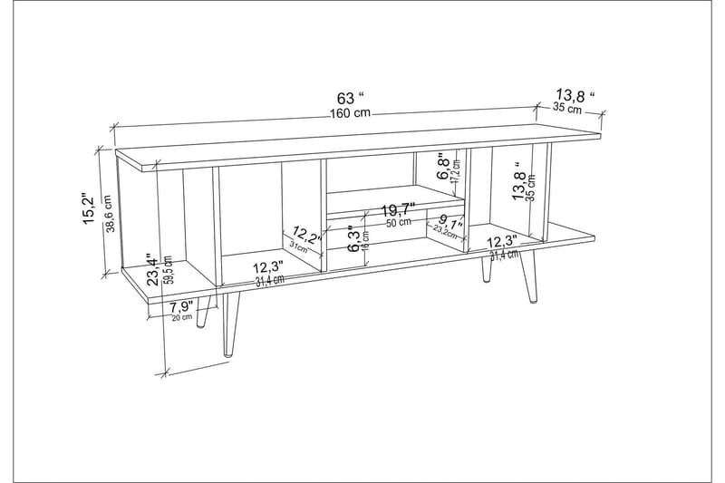 Tv-benk Zakkum 160x38,6 cm - Blå - Møbler - TV- & Mediamøbler - TV benk & mediabenk