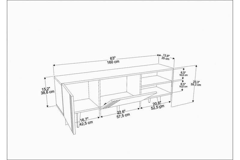 Tv-benk Zakkum 160x38,6 cm - Blå - Møbler - TV- & Mediamøbler - TV benk & mediabenk