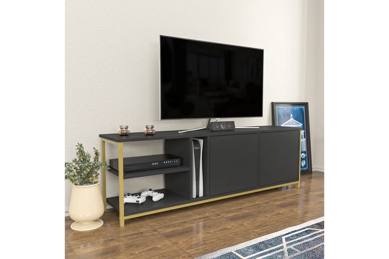 Tv-benk Zakkum 160x50,8 cm - Antrasitt - Møbler - TV- & Mediamøbler - TV benk & mediabenk