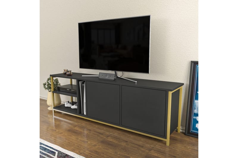 Tv-benk Zakkum 160x50,8 cm - Antrasitt - Møbler - TV- & Mediamøbler - TV benk & mediabenk