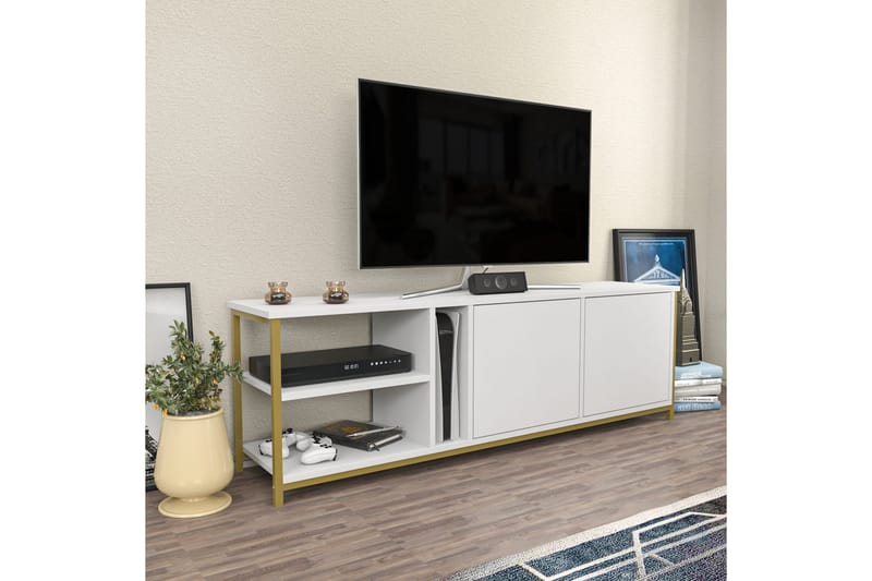 Tv-benk Zakkum 160x50,8 cm - Hvit - Møbler - TV- & Mediamøbler - TV benk & mediabenk