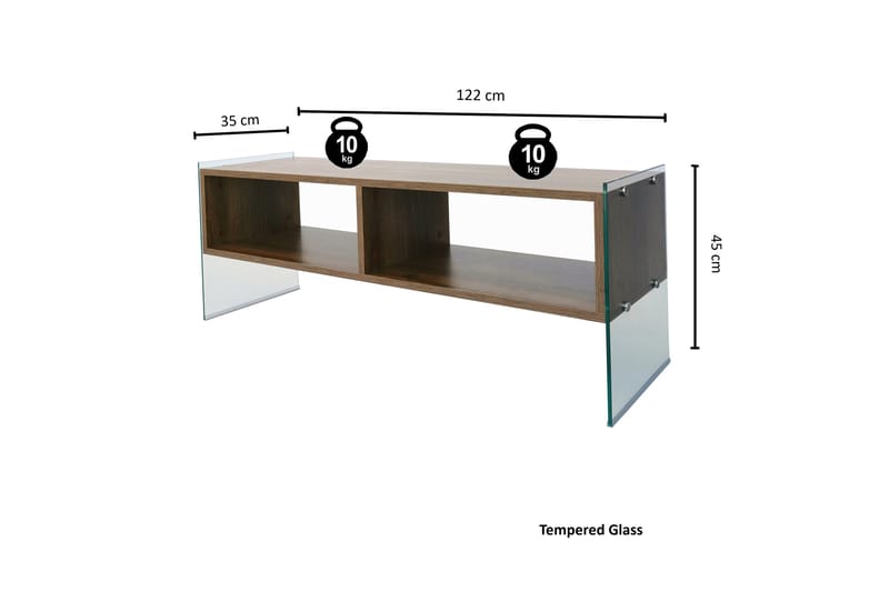 TV-benk Zazana 122 cm - Brun - Møbler - TV- & Mediamøbler - TV benk & mediabenk