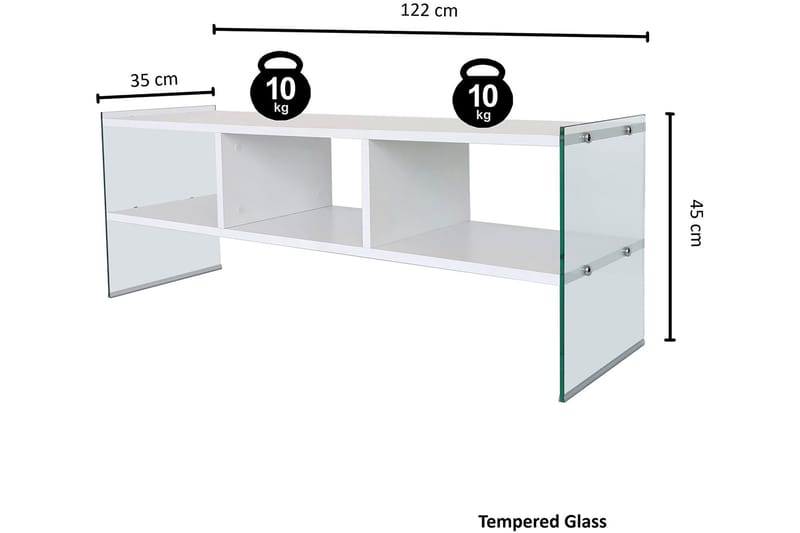 TV-benk Zazana 122 cm - Hvit - Møbler - TV- & Mediamøbler - TV benk & mediabenk