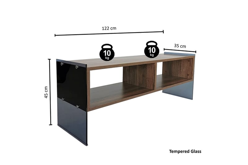 TV-benk Zazana 122 cm - Mørkebrun - Møbler - TV- & Mediamøbler - TV benk & mediabenk