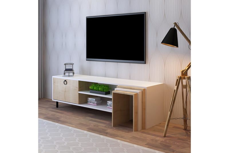 TV-benk Zigone 180 cm - Natur/Hvit - Møbler - TV- & Mediamøbler - TV benk & mediabenk