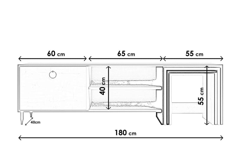 TV-benk Zigone 180 cm - Natur/Hvit - Møbler - TV- & Mediamøbler - TV benk & mediabenk