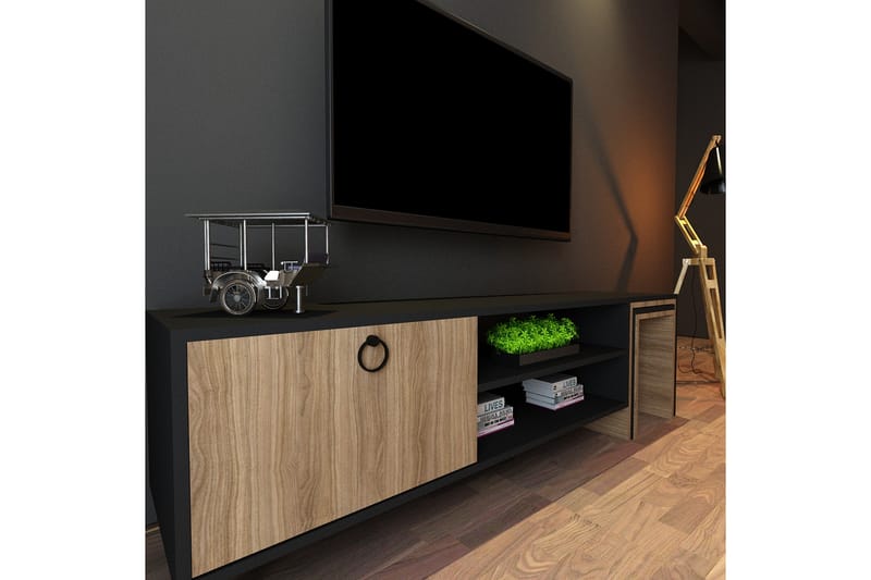 TV-benk Zigone 180 cm - Natur/Svart - Møbler - TV- & Mediamøbler - TV benk & mediabenk