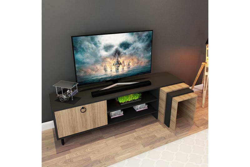 TV-benk Zigone 180 cm - Natur/Svart - Møbler - TV- & Mediamøbler - TV benk & mediabenk