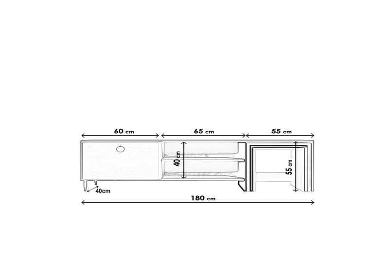 TV-benk Zigone 180 cm - Natur/Svart - Møbler - TV- & Mediamøbler - TV benk & mediabenk