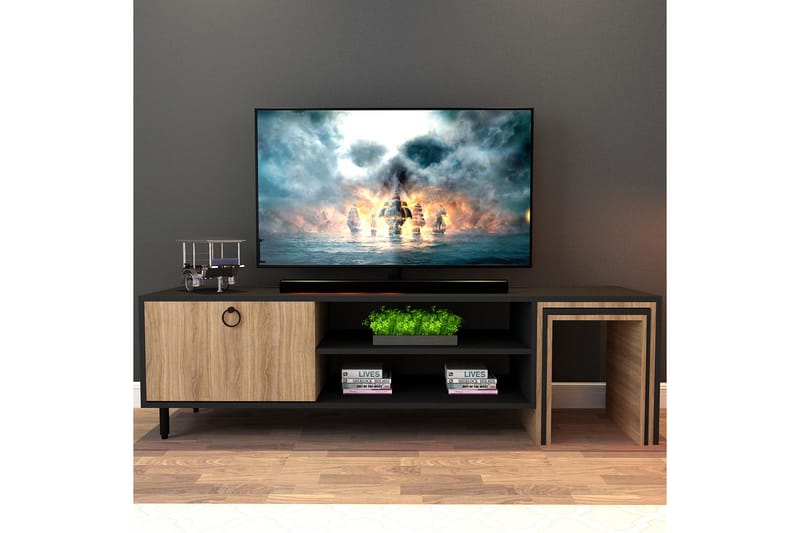 TV-benk Zigone 180 cm - Natur/Svart - Møbler - TV- & Mediamøbler - TV benk & mediabenk