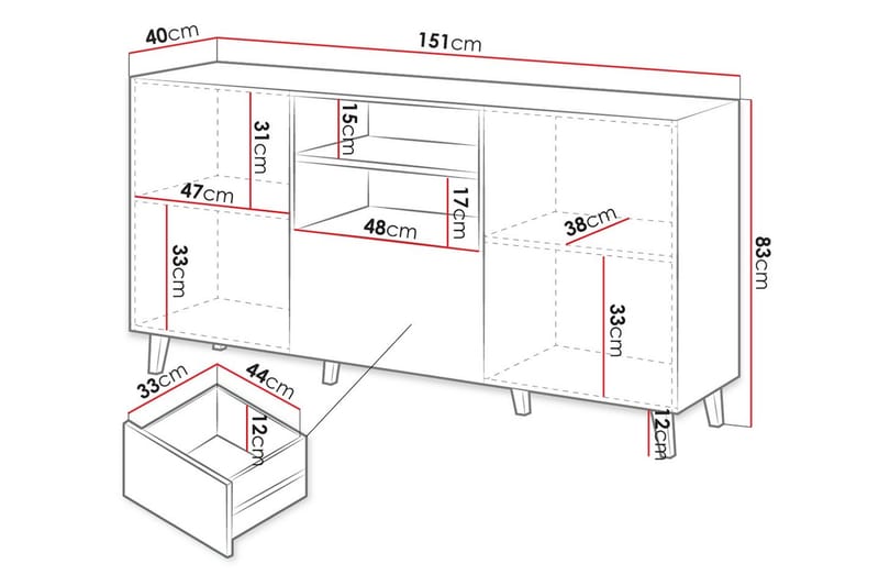 Tv-benk Pafolo 40x82x150 cm - Svart - Møbler - TV- & Mediamøbler - TV benk & mediabenk