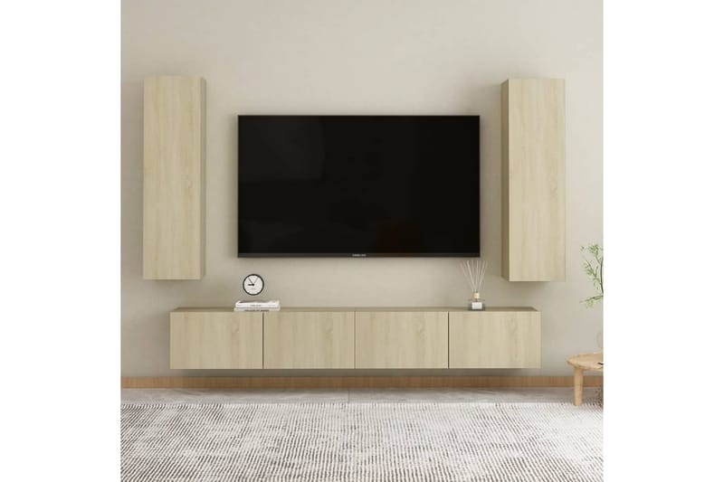 TV-benker 2 stk sonoma eik 30,5x30x110 cm sponplate - Brun - Møbler - TV- & Mediamøbler - TV benk & mediabenk