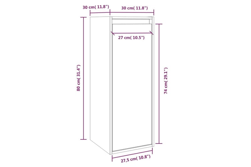 Veggskap 2 stk 30x30x80 cm heltre furu - Brun - Møbler - TV- & Mediamøbler - TV benk & mediabenk