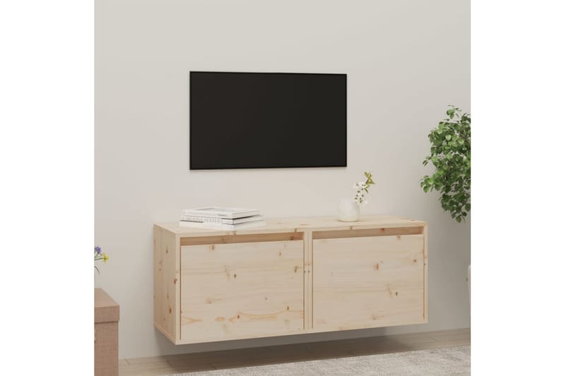 Veggskap 2 stk 45x30x35 cm heltre furu - Brun - Møbler - TV- & Mediamøbler - TV benk & mediabenk