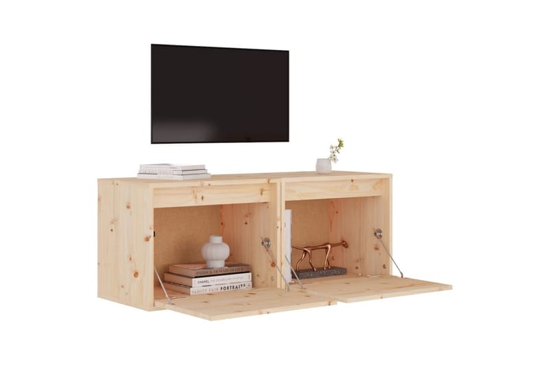 Veggskap 2 stk 45x30x35 cm heltre furu - Brun - Møbler - TV- & Mediamøbler - TV benk & mediabenk